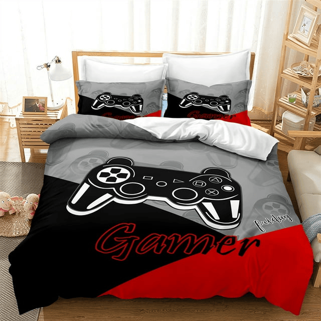 Game Bedding Set Gamer Friday Handle Controller Duvet Covers Black