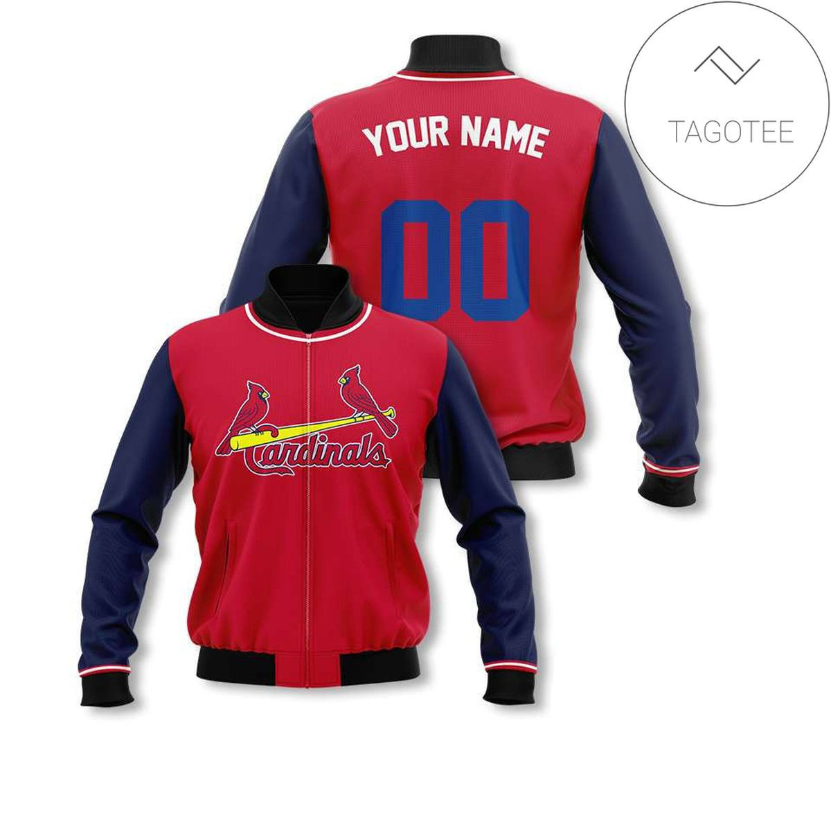 St. Louis Cardinals Custom Name Number Red Navy Bomber Jacket