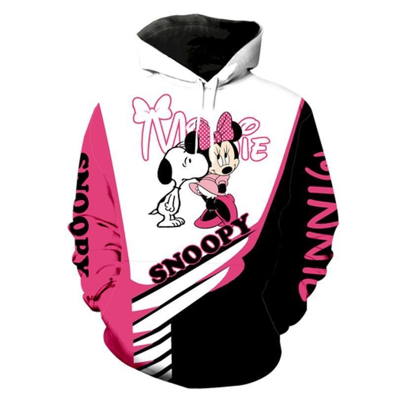 Snoopy And Minnie Mouse All Over Print 3d Hoodie 2