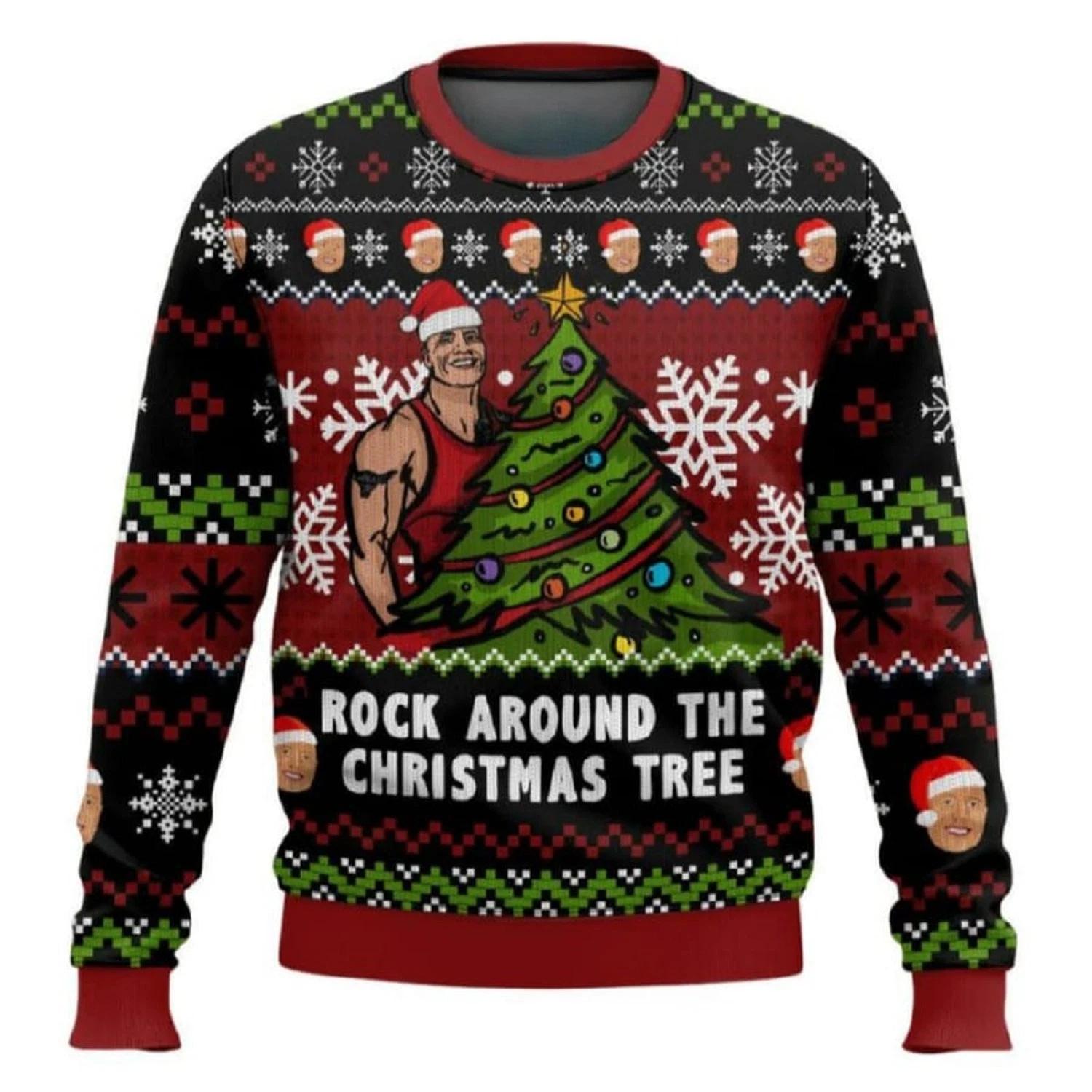 Rock Around The Christmas Tree The Rock Ugly Christmas Sweater