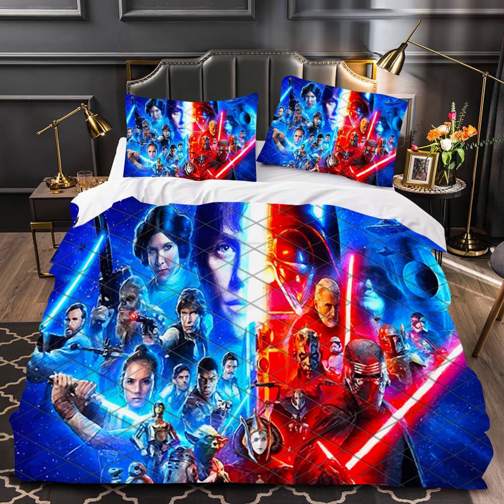 SW Bedding Set SW The Skywalker Saga Characters Duvet Covers Blue