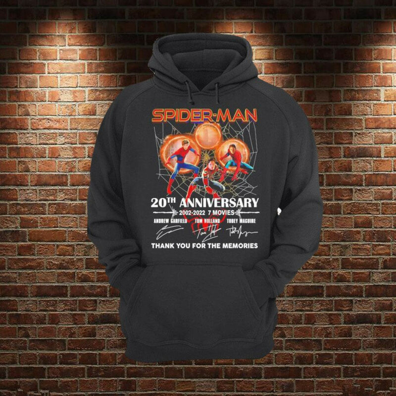 Spider-man 20 Anniversary 2002 2022 Signatures Thank You For The Memories Hoodie Zip Hoodie