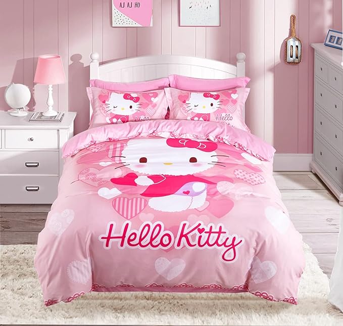 Hello Kitty Bedding Set Cute Hello Kitty Heart Pattern Duvet Covers
