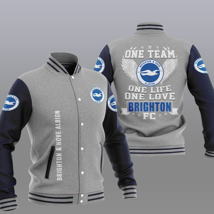 Brighton & Hove Albion FC Grey One Team Baseball Jacket