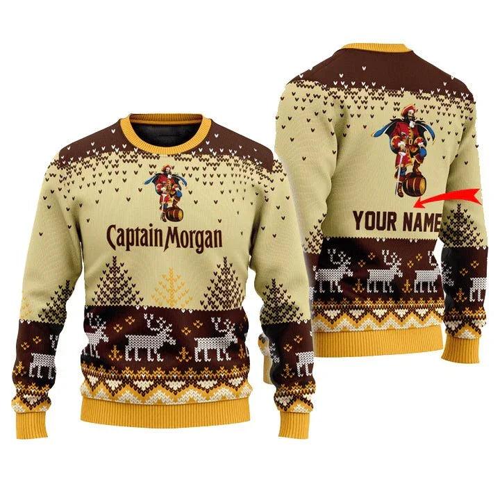 Personalized Captain Morgan Reindeer Ugly Christmas Sweater