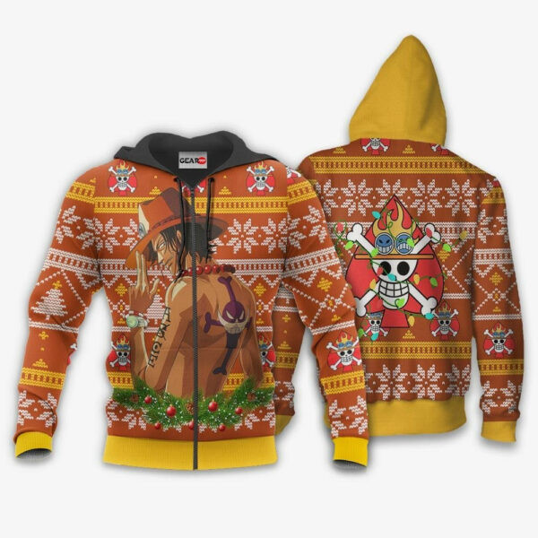 Portgas Ace Ugly Christmas Sweater One Piece Anime 1k509 Cartoon Graphic Outfits Aop 3d Hoodie, Zip Hoodie 2230