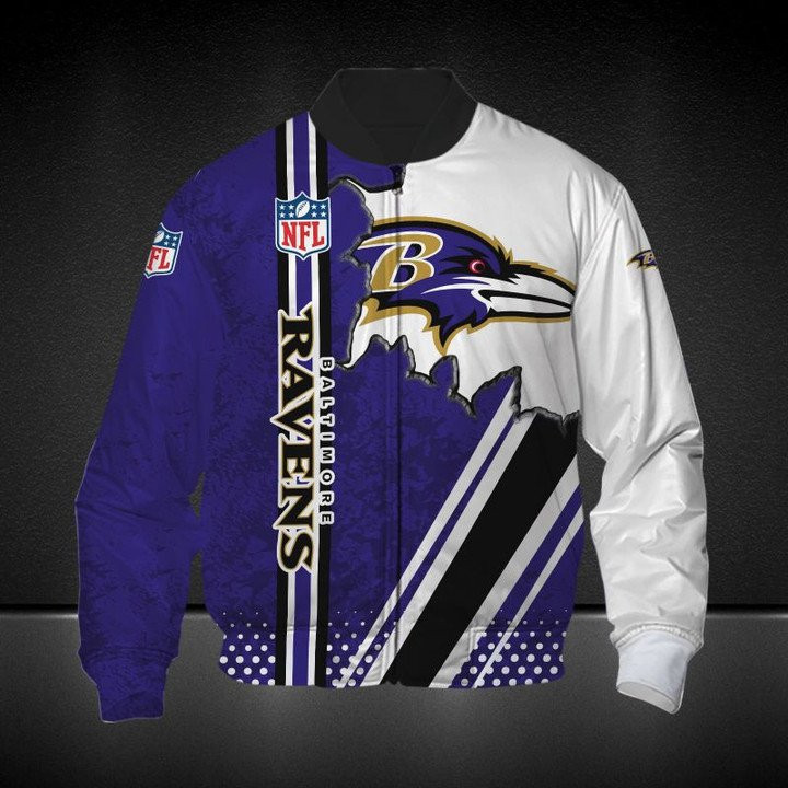 Baltimore Ravens Purple White Bomber Jacket