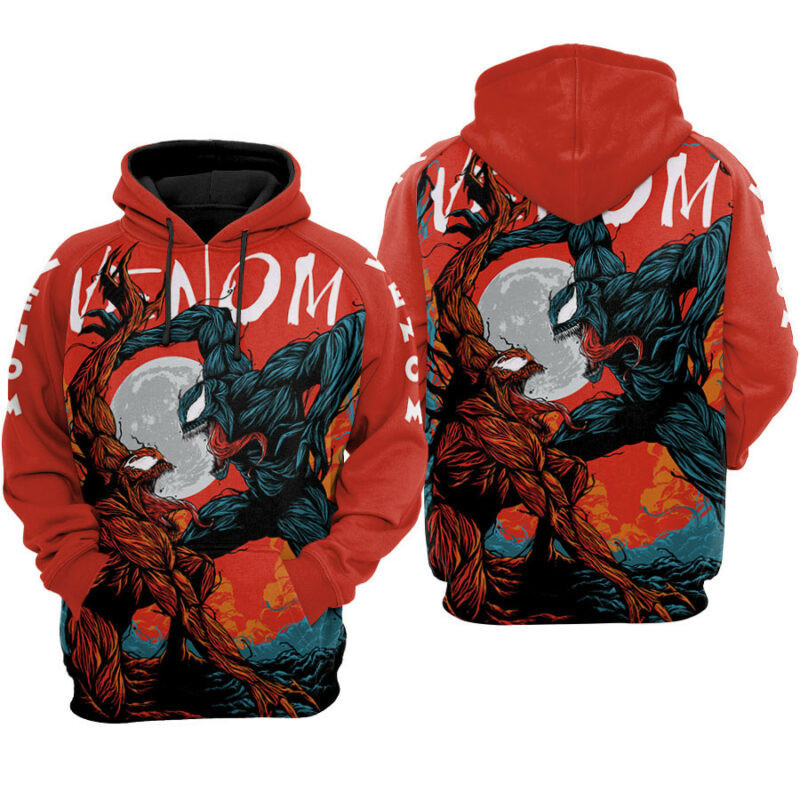 Venom Carnage Marvel Black Red Background Hoodie Zip Hoodie 2