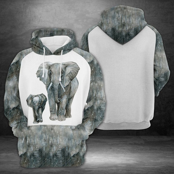Elephant With Little Baby 3D All Over Print Hoodie & Zip Hoodie