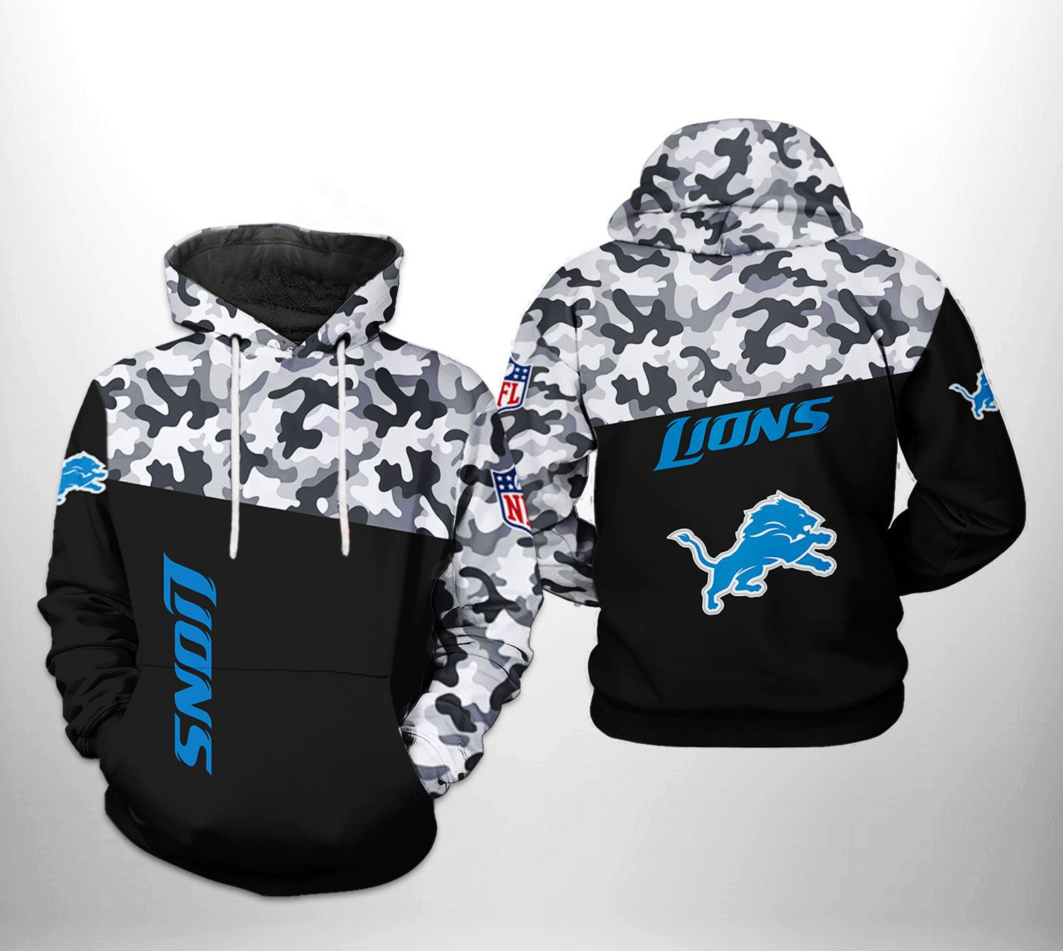 Detroit Lions Camo Veteran Team 3D All Over Print Hoodie & Zip Hoodie