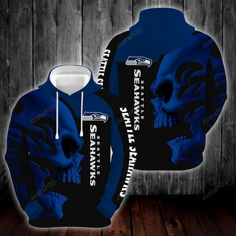 Seattle Seahawks Skull 3D All Over Print Hoodie & Zip Hoodie