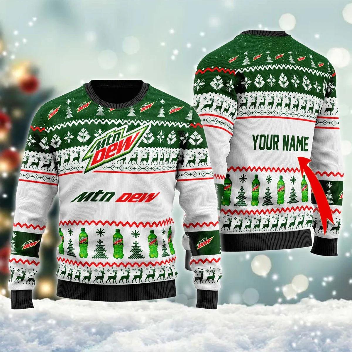 Personalized Mountain Dew Ugly Christmas Sweater
