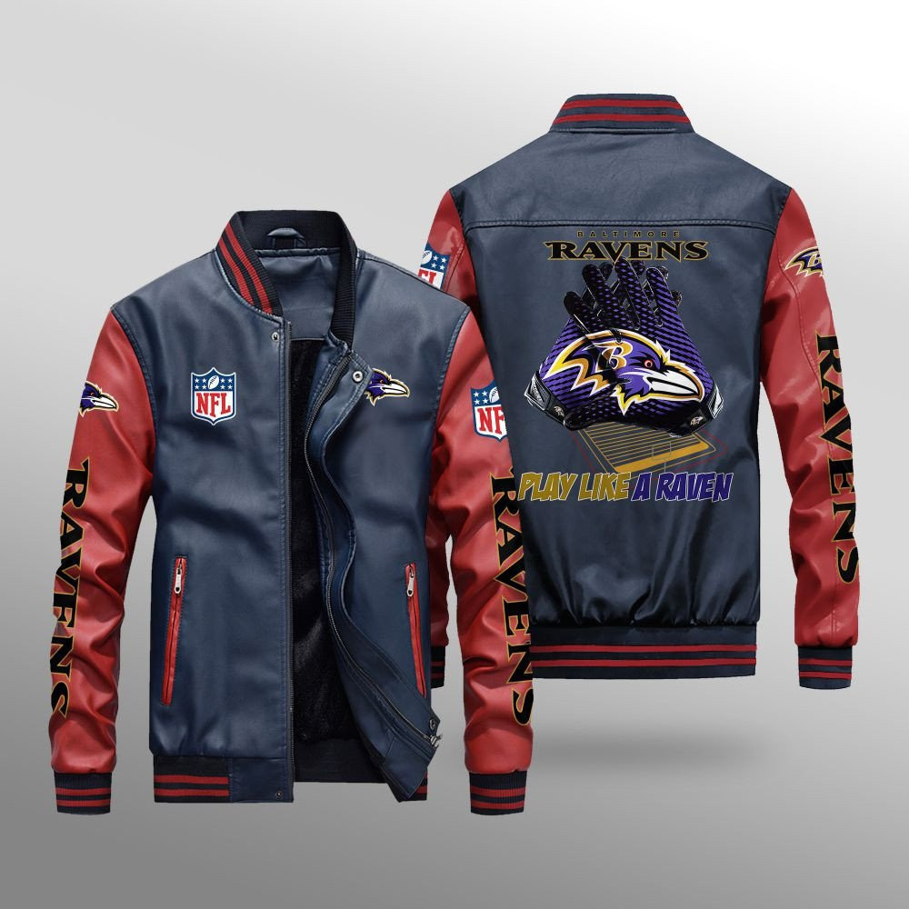 Baltimore Ravens Leather Bomber Jacket BG06