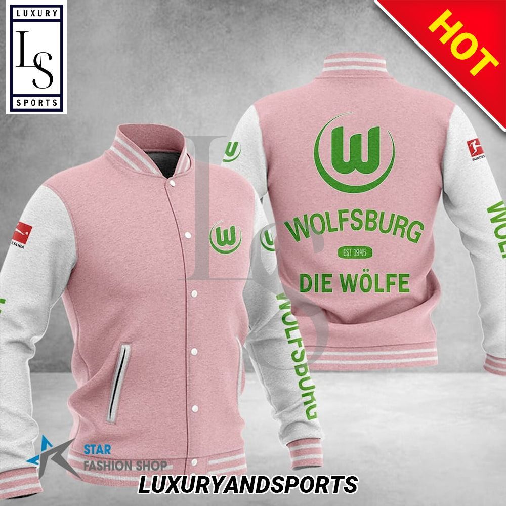 VfL Wolfsburg Pink White Baseball Jacket