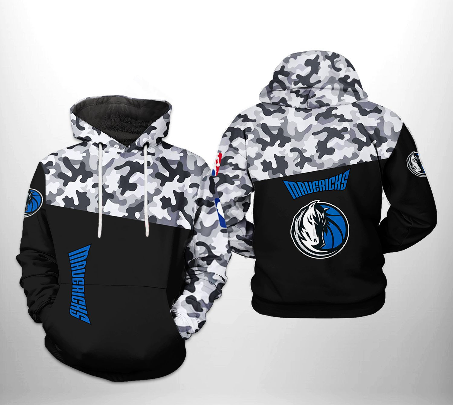 Dallas Mavericks Camo Veteran Team 3D All Over Print Hoodie & Zip Hoodie