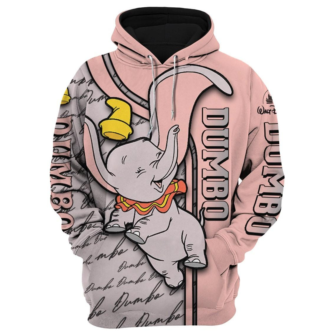 Dumbo Elephant Fan Gift, Dumbo Elephant Gift, Cartoon Graphic Outfits Aop Hoodie, Zip Hoodie
