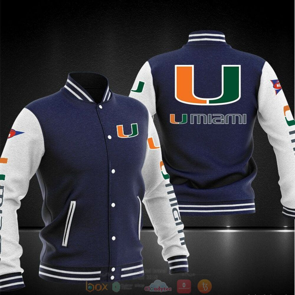 Miami Hurricanes Navy Blue Baseball Jacket