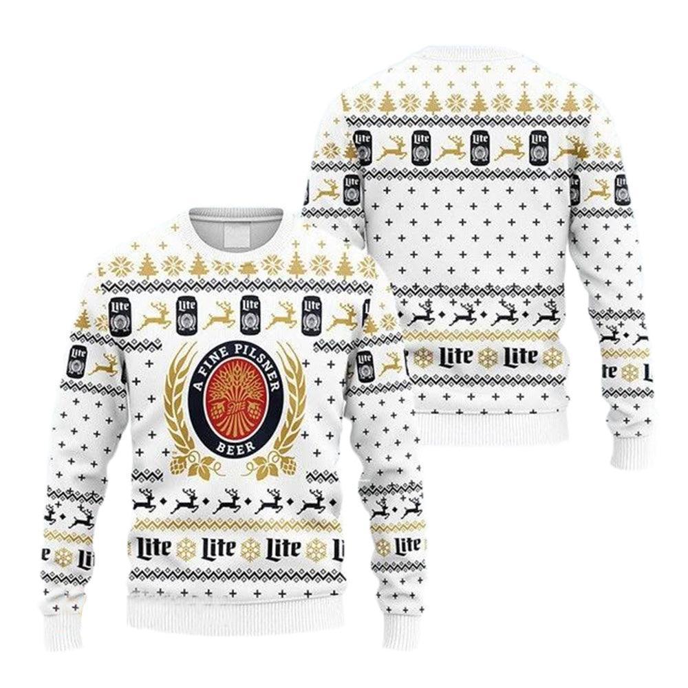 Snowflakes Miller Lite Ugly Christmas Sweater