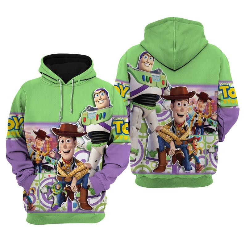 Toy Story Green And Purple, Woody And Buzz Toy Story All Over Print Hoodie, Zip Hoodie