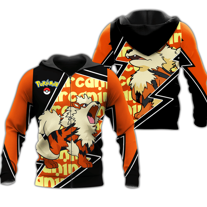 Arcanine Pokemon 3d Hoodie Zip Hoodie