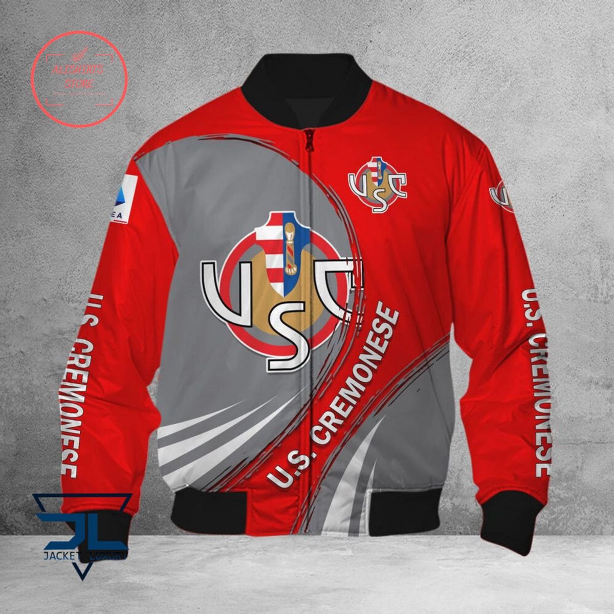 US Cremonese Grey Red Bomber Jacket