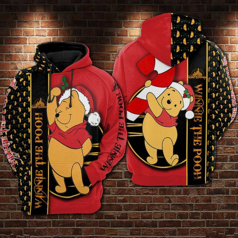 Winnie The Pooh Christmas Pattern Over Print 3d Hoodie Zip Hoodie
