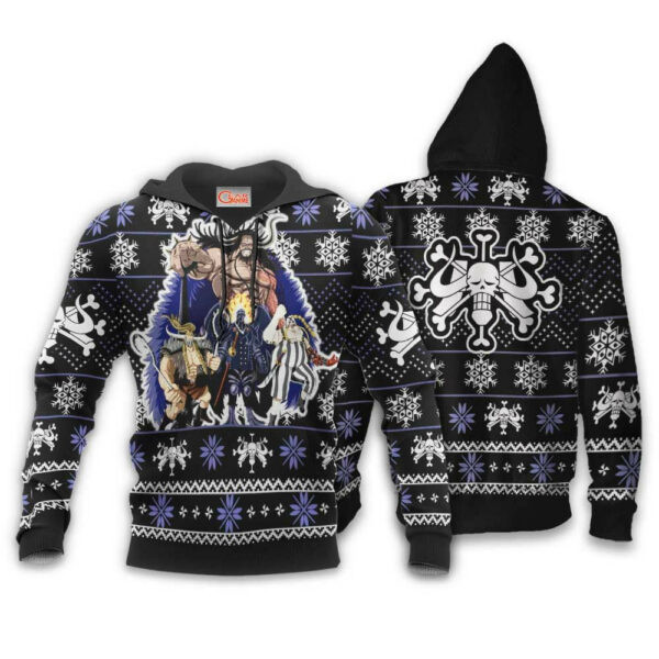 Kaido Beast Pirates Ugly Christmas Sweater One Piece Anime 1k488 Cartoon Graphic Outfits Aop 3d Hoodie, Zip Hoodie 7