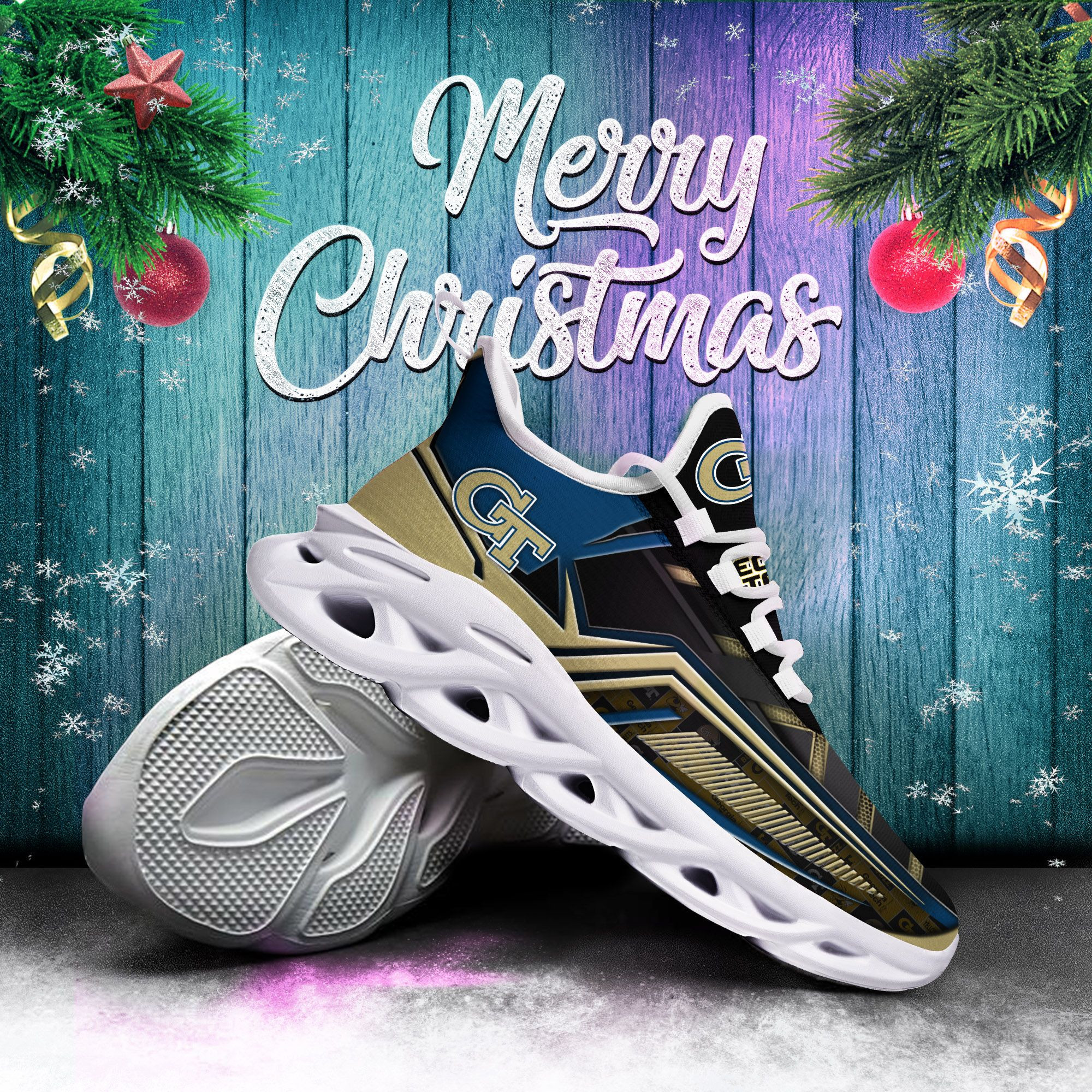 Eorgia Tech Yellow Jackets 3-max Soul Sneakers Christmas Tu26794 Perfect Choice Sport Beautiful Printing
