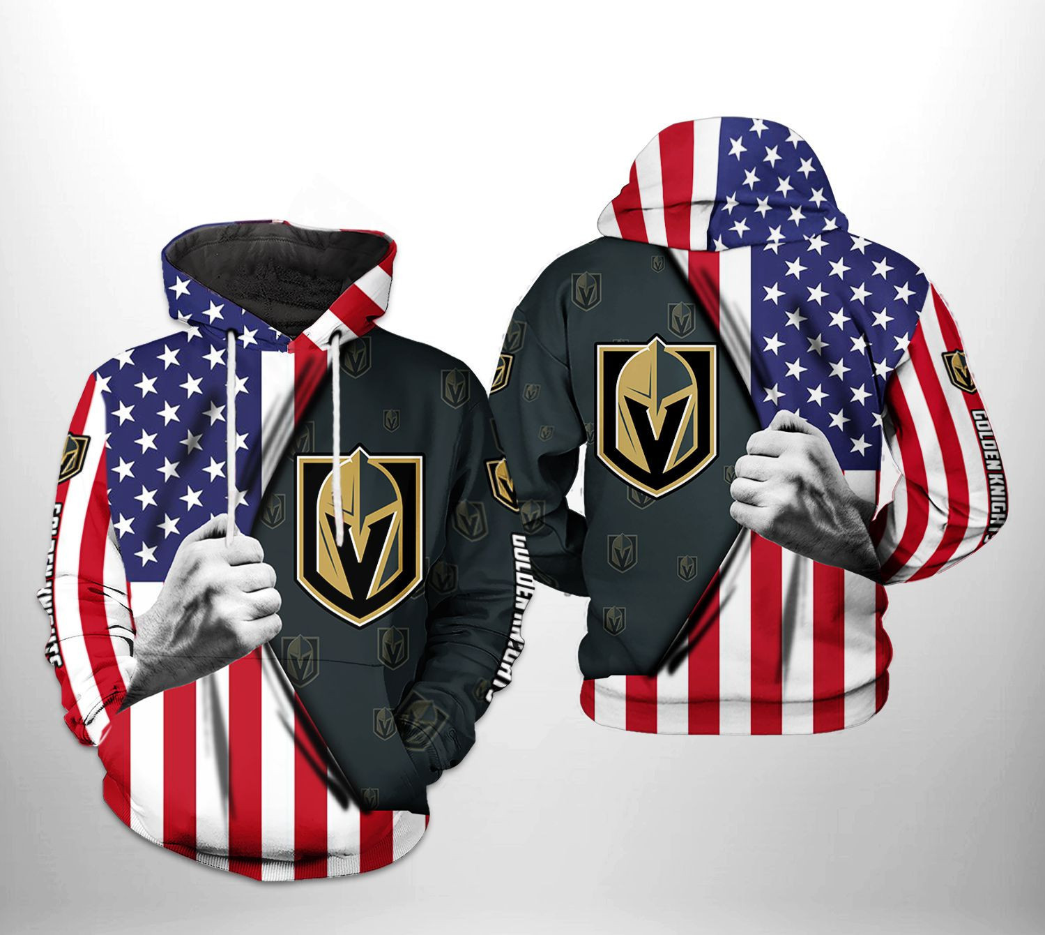 Vegas Golden Knights US FLag 3D All Over Print Hoodie & Zip Hoodie