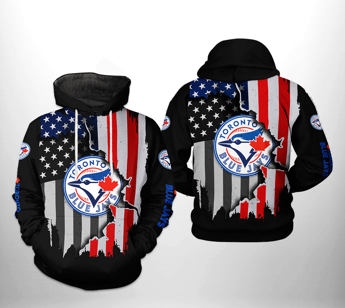 Toronto Blue Jays MLB US Flag 3D All Over Print Hoodie & Zip Hoodie