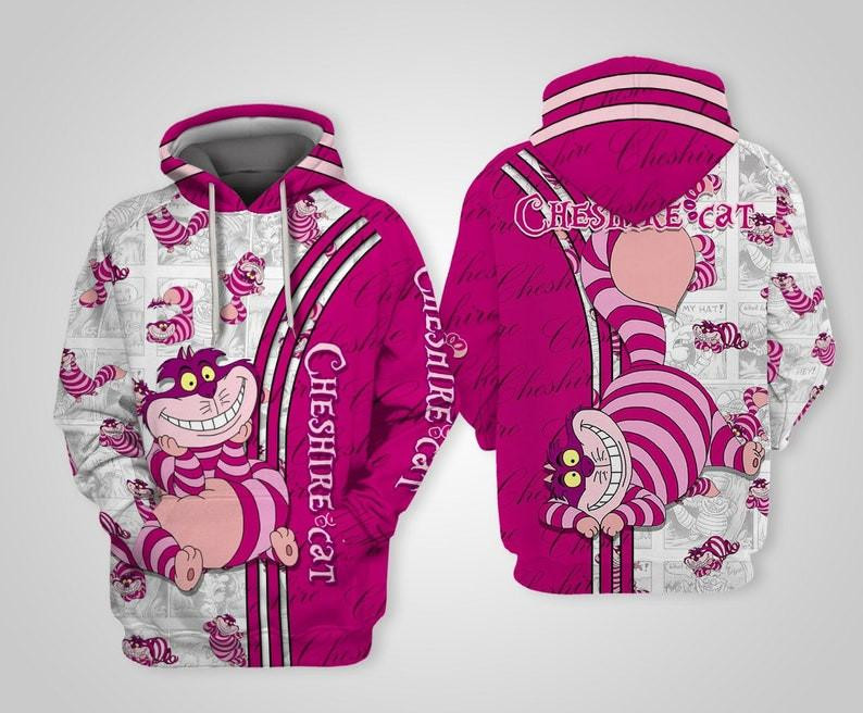 Chesire Cat Alice In Wonderland Cartoon, Chesire Cat Comics Book Patterns All Over Print Hoodie, Zip Hoodie