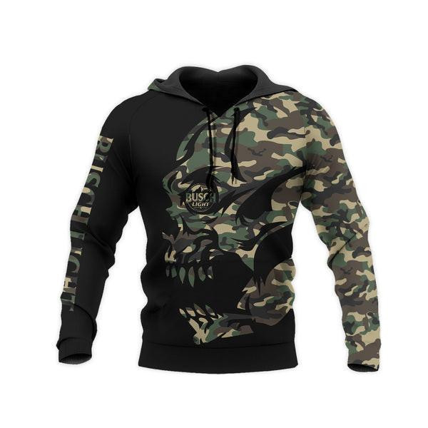 Camo Skull Busch Light Hoodie, Gift For Fan 3d All Over Print Shirt Hoodie
