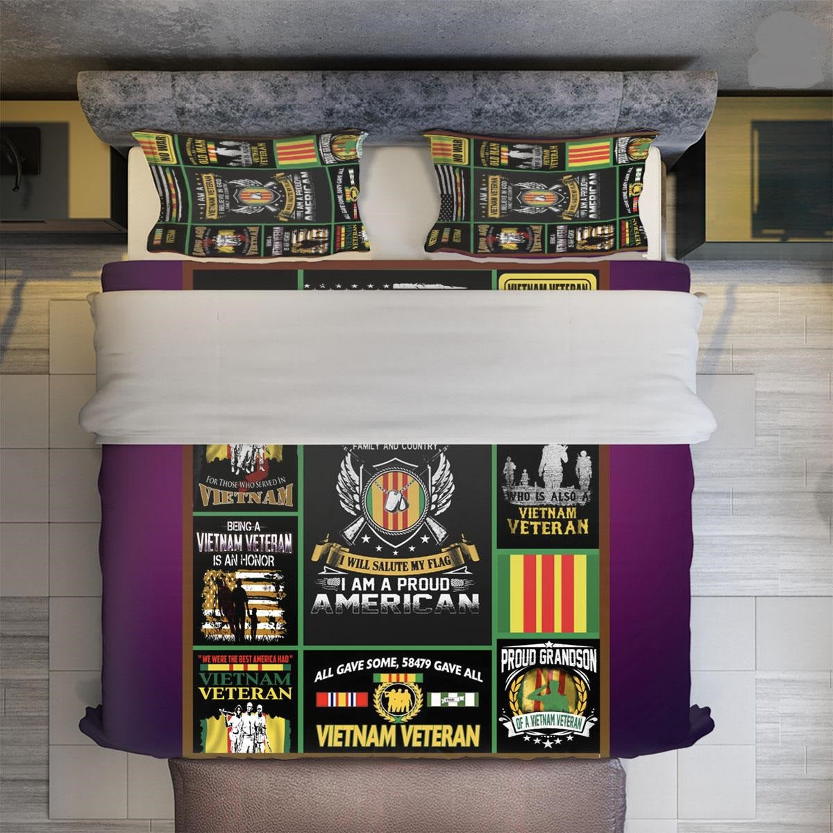 Veteran Bedding Set I'm A Vietnam Veteran I Believe In God Duvet Covers Black