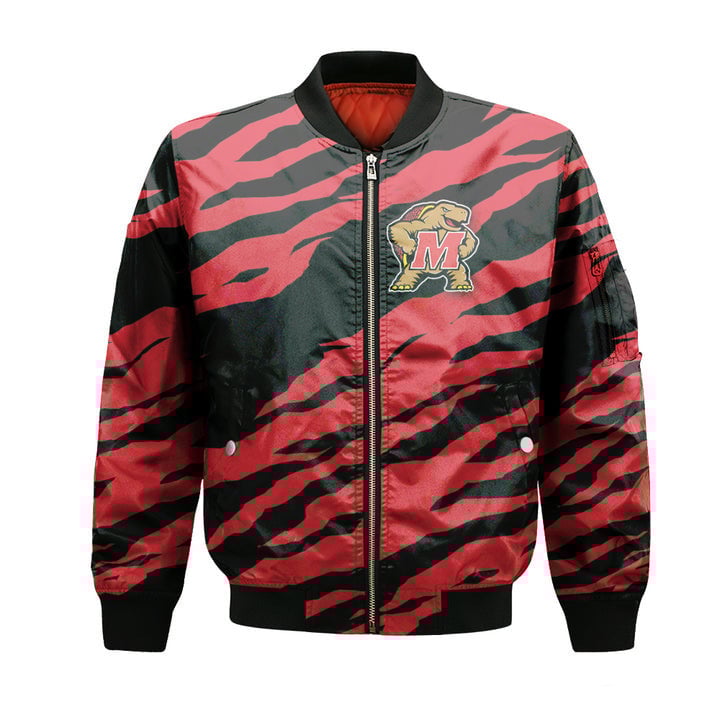 Maryland Terrapins Red Black Bomber Jacket V13