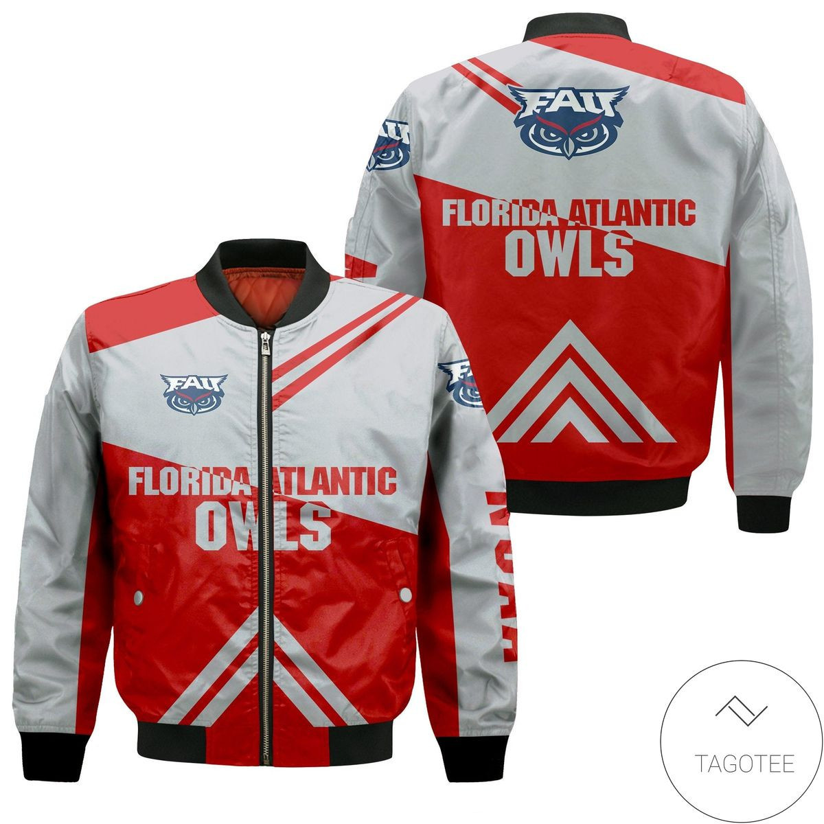 Florida Atlantic Owls Stripes Cross Shoulders Bomber Jacket