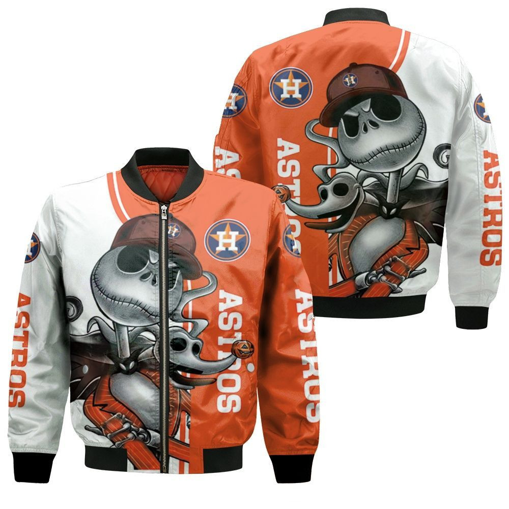 Houston Astros Jack Skellington And Zero Bomber Jacket
