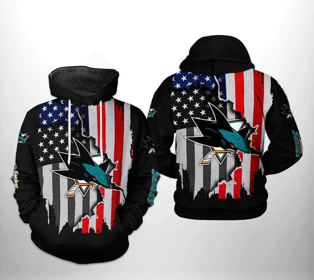 San Jose Sharks US FLag Team 3D All Over Print Hoodie & Zip Hoodie