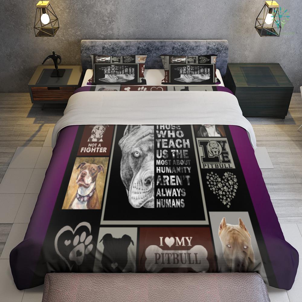 Dog Bedding Set I Love My Pitbull Dog Duvet Covers Black