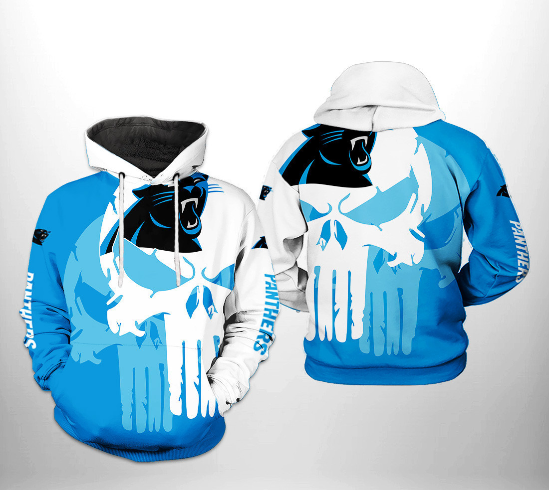 Carolina Panthers Team Skull 3D All Over Print Hoodie & Zip Hoodie
