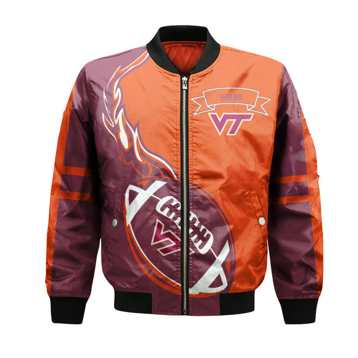Virginia Tech Hokies Orange Maroon Bomber Jacket