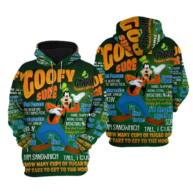 Goofy Dog Cartoon, Quotes, Goofy Dog Punk Words Pattern All Over Print Hoodie, Zip Hoodie