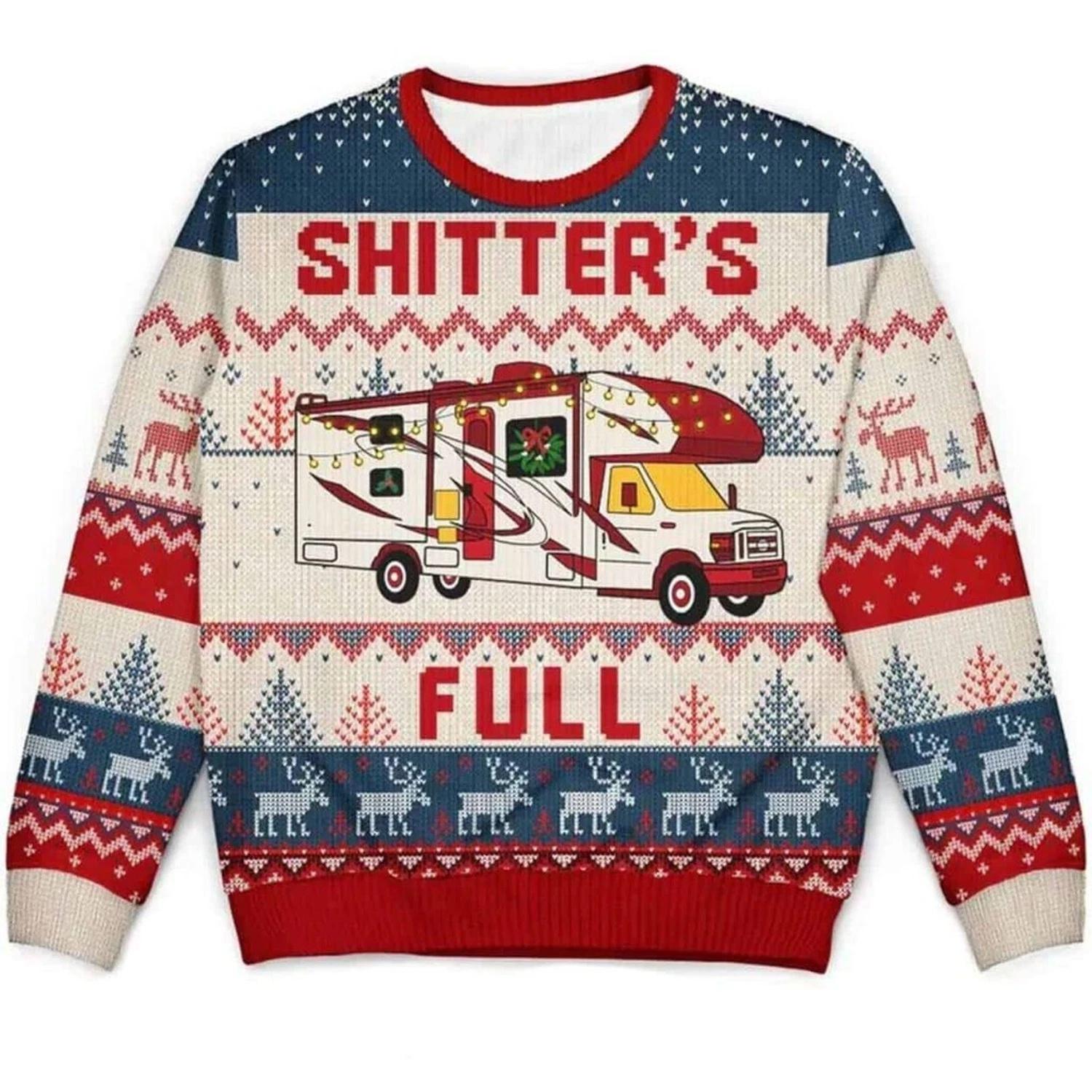 Shitters Full Camping Lover Ugly Christmas Sweater