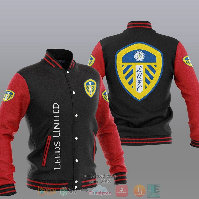 Leeds United One Team One Life One Love Red Black Baseball Jacket