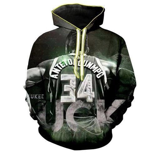 Antetokounmpo Milwaukee Bucks 34Th Zip 3D All Over Print Hoodie & Zip Hoodie