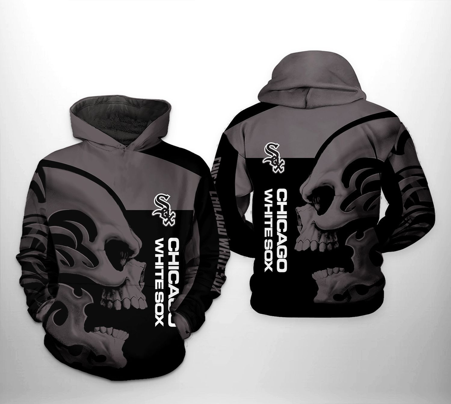 Chicago White Sox MLB Skull 3D All Over Print Hoodie & Zip Hoodie