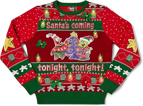 Spongebob Squarepants Santa’s Coming Tonight Ugly Christmas Sweater 2025