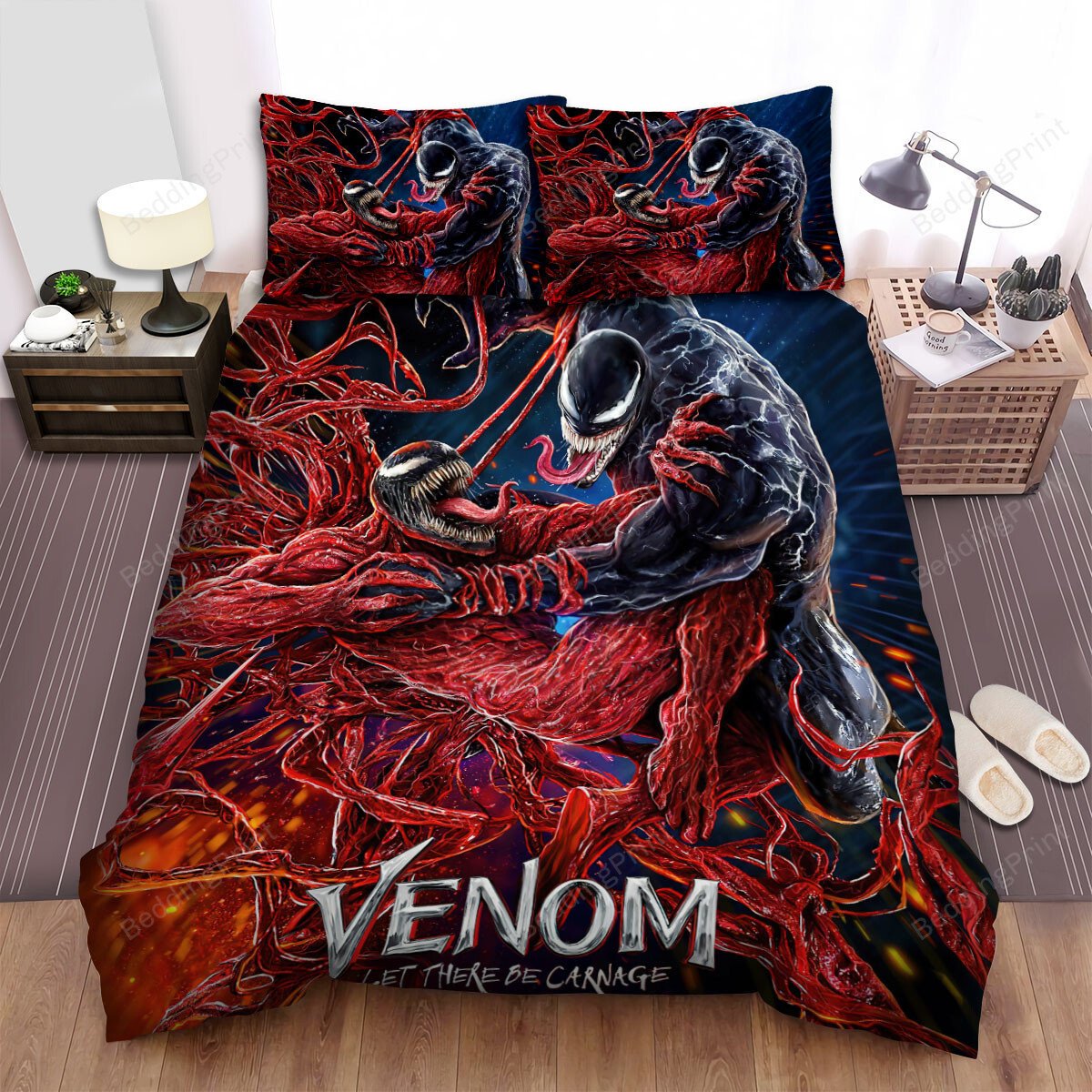 Venom Bedding Set MV Venom Fighs Carnage Graphic Duvet Covers Black