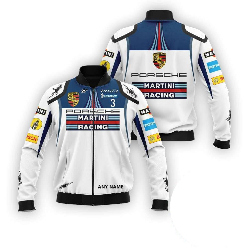 Personalized Porsche Martini Racing Bosch Bomber Jacket 853