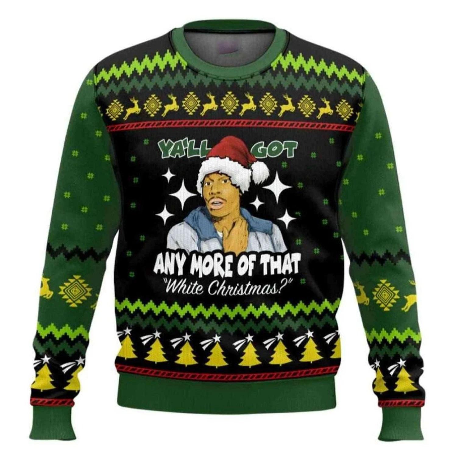 Dave Chappelle White Ugly Christmas Sweater