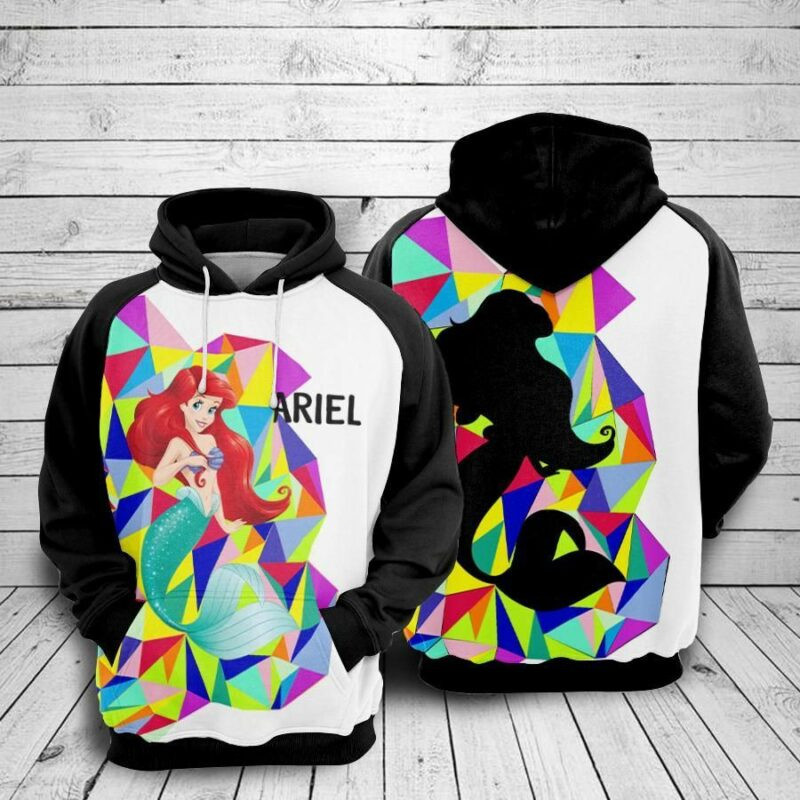 Ariel Cartoon The Little Mermaid 1 Over Print 3d Hoodie Zip Hoodie